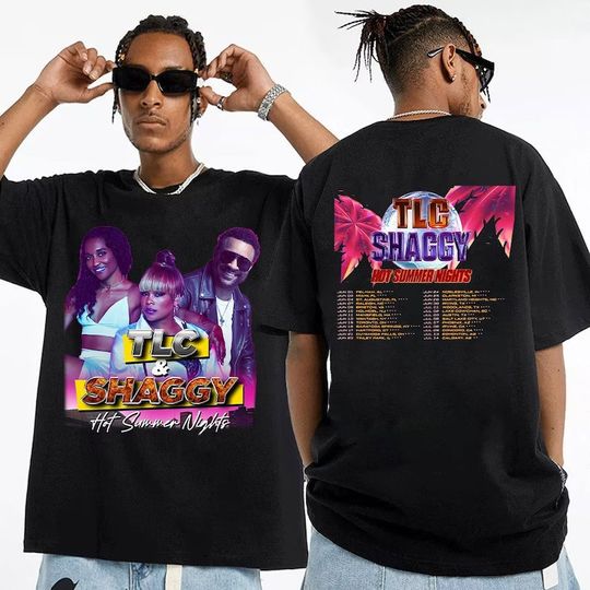 TLC and Shaggy 2023 Tour Shirt, TLC and Shaggy Fan Shirt, TLC and Shaggy Hot Summer Night Tour 2023 Shirt, Hot Summer Night Concert Shirt