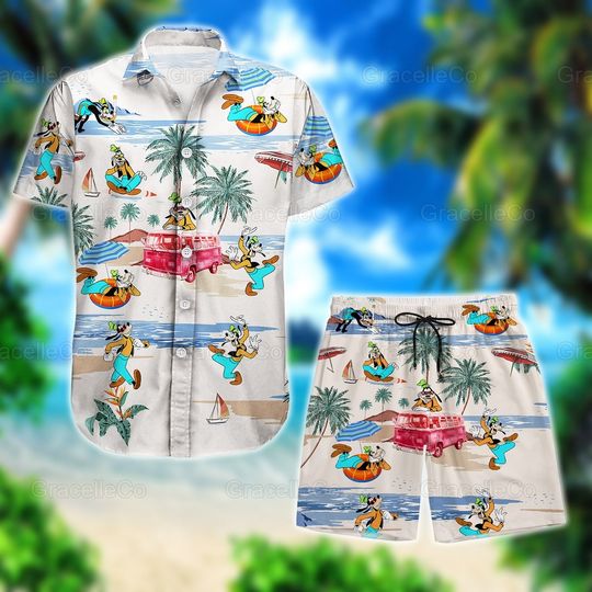 Goofy Hawaiian Shirt Short, Disney Goofy Shirt