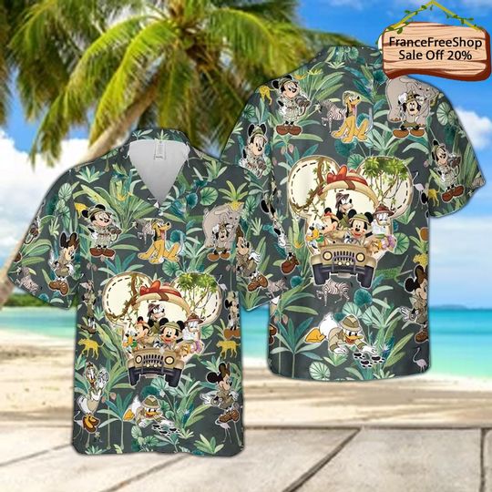Disney Animal Kingdom Mickey and Friends Hawaiian Shirt, Vintage Safari Mode Hawaii Shirt, Hakuna Matata Button Up Shirt