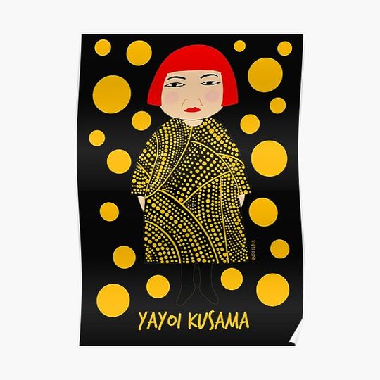Discover Yellow dots Yayoi Kusama inspired Premium Matte Vertical Poster