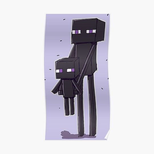 Enderman with Enderkid Premium Matte Vertical Poster