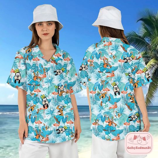 Goofy Hawaiian shirt, Disneyworld Shirt, Disney Hawaiian Shirt, Summer Vacation Shirt, Goofy Dog Shirt, Flamingo Hawaiian shirt HW-DL-180503