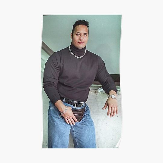 Dwayne "The Rock" Johnson: Classic 90's turtleneck photo Premium Matte Vertical Poster