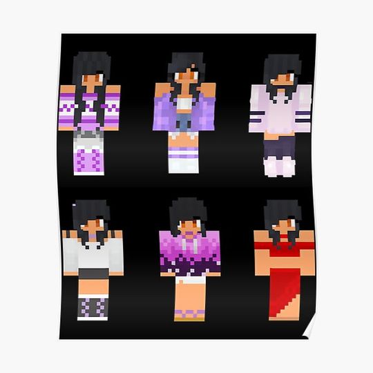 Aphmau Minecraft Skins Sticker Pack Mystreet Premium Matte Vertical Poster