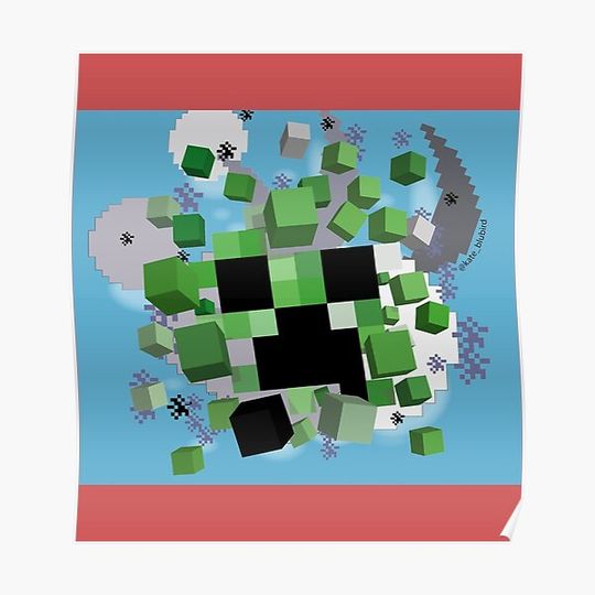 Minecraft exploding Creeper Premium Matte Vertical Poster