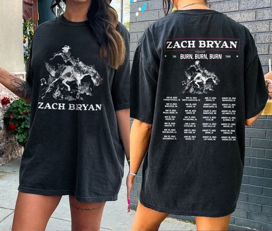 Discover The Burn Burn Burn Tour 2023 Shirt, Country Music Shirt, Zach Concert, Western Shirt, Cowboy Shirt, Country Music Tour Shirt, Burn Burn Burn