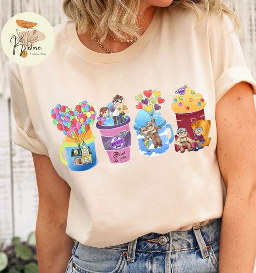 Vintage Disney Up Coffee T-shirt, Up Balloon Shirt