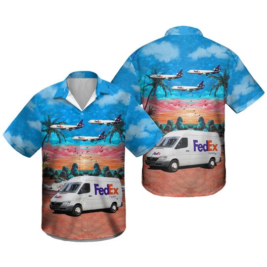 Fedex Truck Unisex Hawaiian Shirts gift for Delivery Driver
