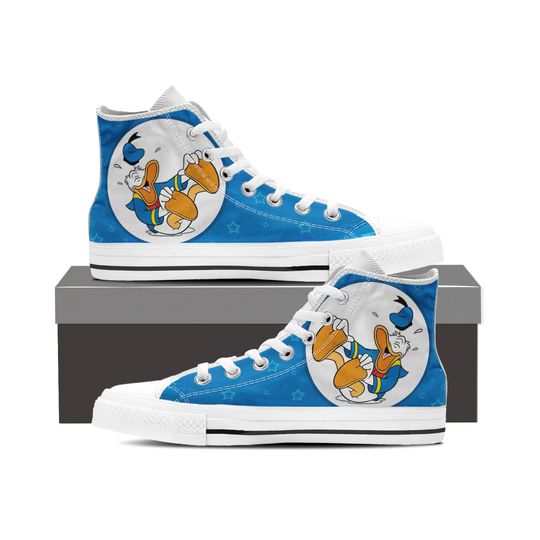 Donald Duck High Top Sneakers, Disney Donald Duck Shoes