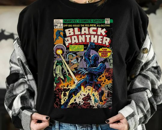 Marvel Black Panther Vintage Comic Book Wakanda Forever T-shirt