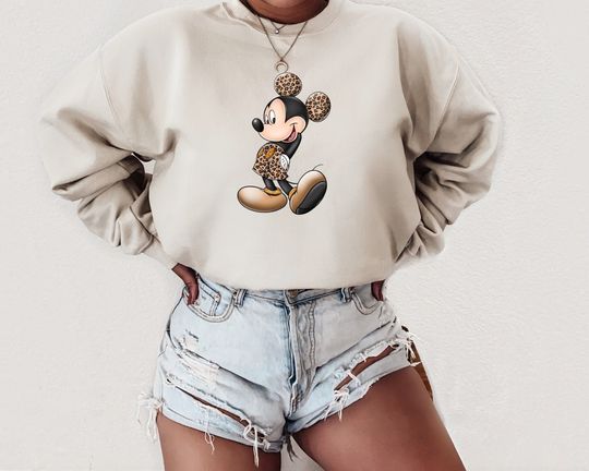 Leopard Mickey Sweatshirt, Disneyland Sweatshirt, Disney shirt ,Disney sweatshirts, Oversized sweatshirts
