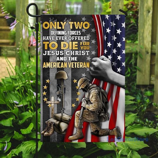 Discover Jesus Christ And The American Veteran Garden Flag,