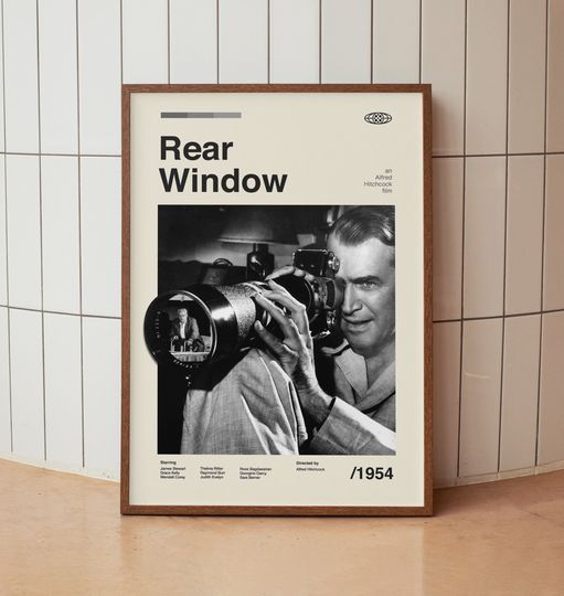 Rear Window Vintage Minimalist Movie Poster - Alfred Hitchcock James Stewart