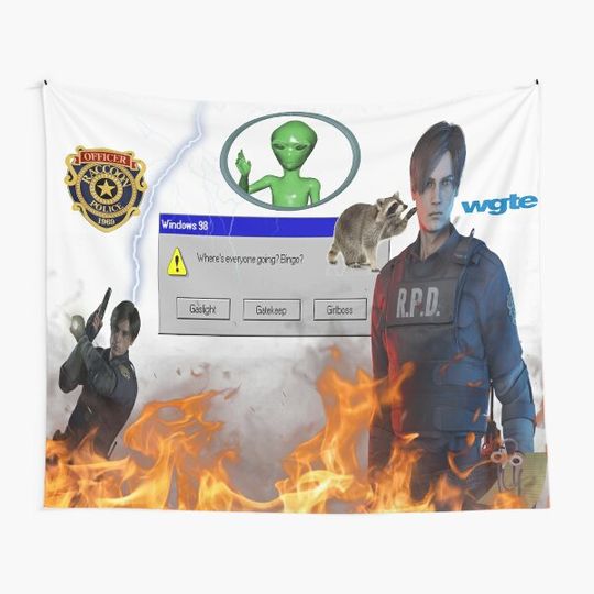 Leon Kennedy Gaslighting, Gatekeeping, and Girlbossing Tapestry