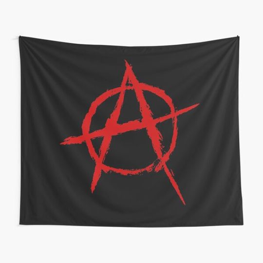 Anarchy symbol in red Tapestry