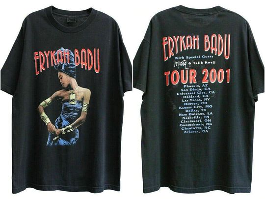Vintage 90s Erykah Badu Shirt, Erykah-Badu Mamas Gvn Tour 2001 Shirt