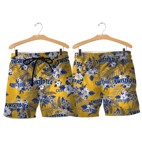 Personalized Twisted Tea Hawaiian Flowers Pattern Shorts , Hawaii Shorts