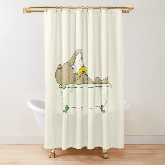 Discover Babar taking a bath Shower Curtain