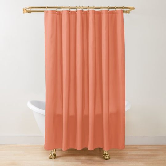 Salmon Orange Solid Color Decor Shower Curtain