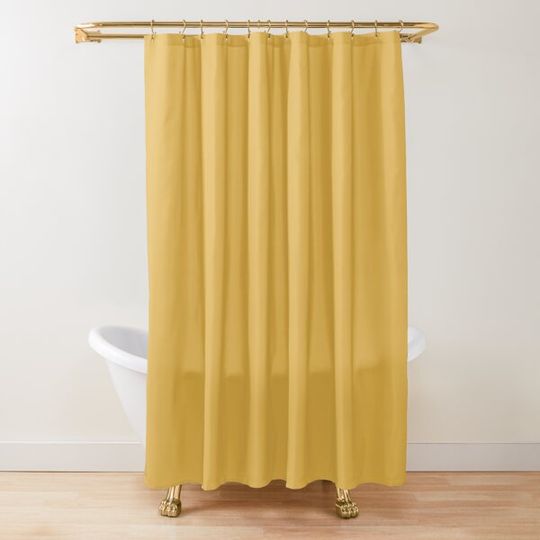 Golden Mustard Yellow 2 Solid Color Pairs with Sherwin Williams Gambol Gold SW6690 Shower Curtain