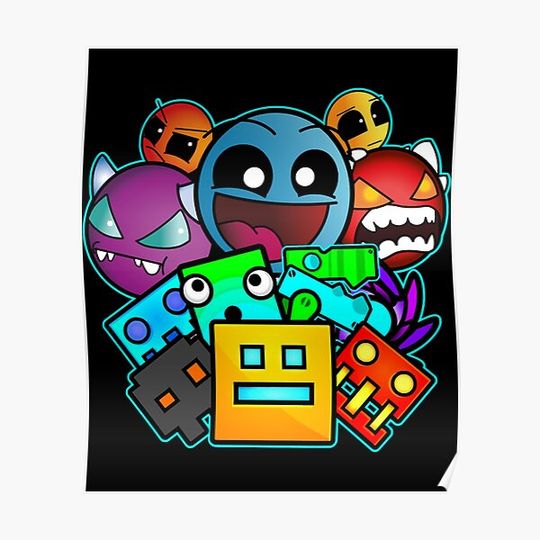 geometry dash old school gaming Premium Matte Vertical Poster