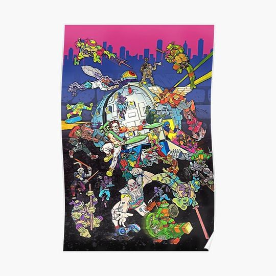 Vintage Ninja Turtles Pizza Classic Art Premium Matte Vertical Poster