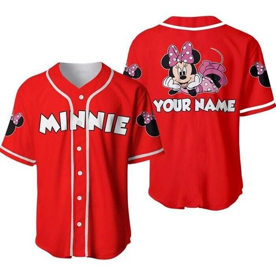 Chilling Minnie Mouse White Red | Disney Custom Baseball Jersey