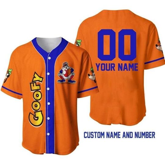 Goofy Dog Orange Blue | Disney Custom Baseball Jersey
