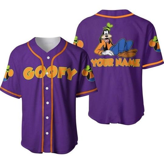 Chilling Goofy Dog Orange Purple | Disney Custom Baseball Jersey