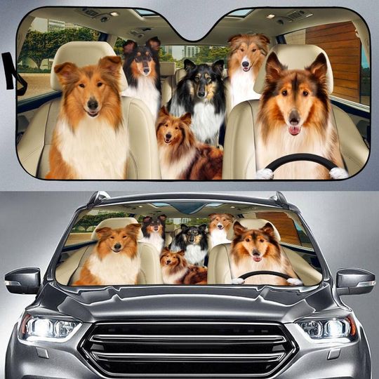 Discover Rough Collie Car Sunshade, Rough Collie Car Sunshade, Collie Car Decoration