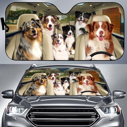 Australian Shepherd Car Sun Shade, Australian Car Sunshade, Shepherd Car Decoration