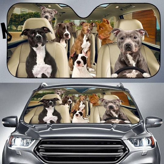 Pit Bull Terrier Car Sun Shade, Pit Bull Terrier Car Sunshade, Pit Bull Car Decoration