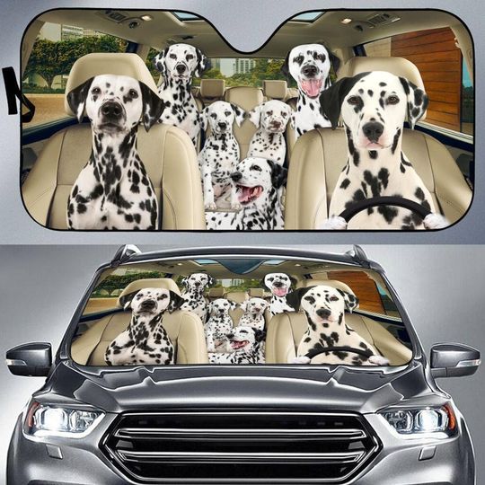 Dalmatian Car Sun Shade, Dalmatian Car Sunshade, Dalmatian Car Decoration