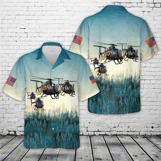 Boeing AH-6 The Little Bird Hawaiian Shirts, 3D Hawaiian Aloha Shirt, Summer Beach Shirt