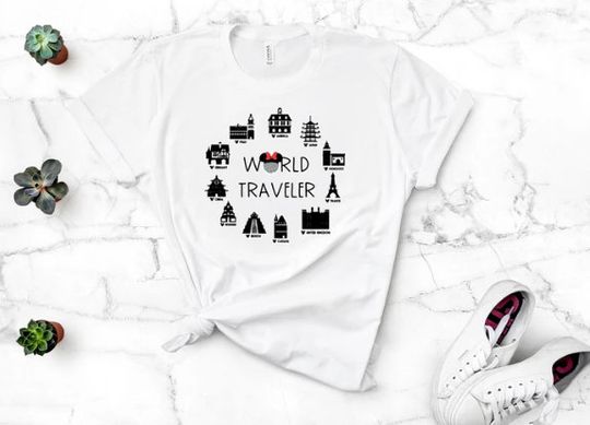 Drinking Around the World Adult T Shirt- Disney Food Lover T Shirt - Epcot Wine - Drinks - World Show Case - Minnie