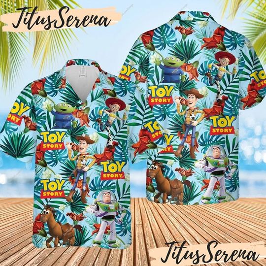 Toy Story Hawaiian Shirt,Disney Pixar Inspired Button Down Short-Sleeved Shirt, Buzz Lightyear 2023 Hawaiian Shirt