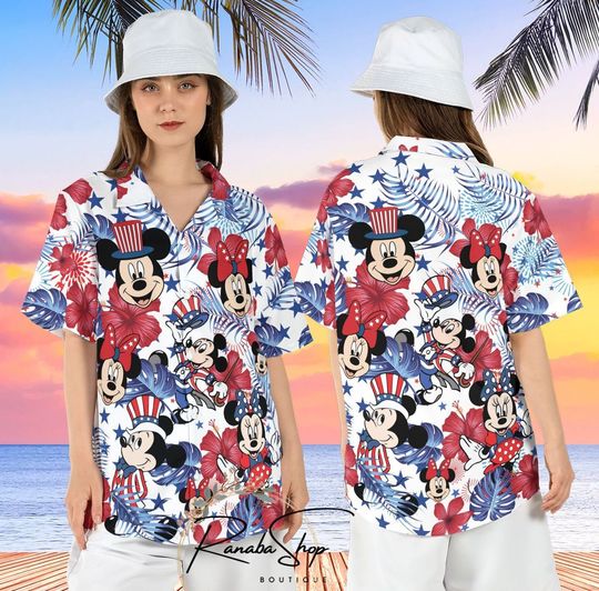 Disneyland Independence Day Hawaiian Shirt, Disneyland Hibiscus Hawaii