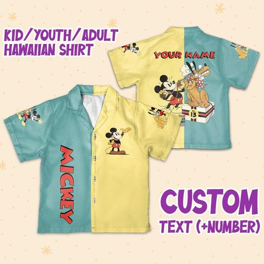 Personalize Vintage Disney Mickey Mouse Society Dog Show  Hawaiian Shirt