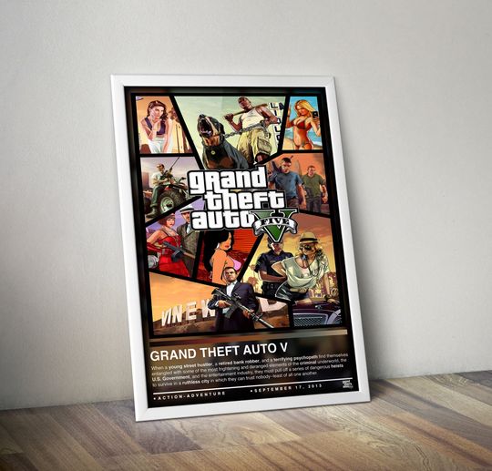 Grand Theft Auto 5 Poster, Gaming Poster