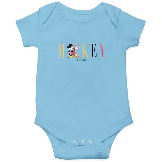 Disney mens Classic Disney Mickey Mouse Est 1928 Simple Onesies, Mickey And Friends Onesies