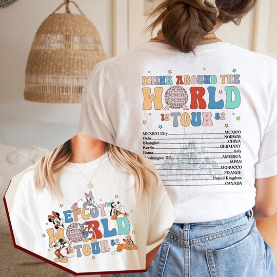 Disney Epcot World Tour Shirt, Vintage Epcot 1982 Shirt, Drinking Around The World