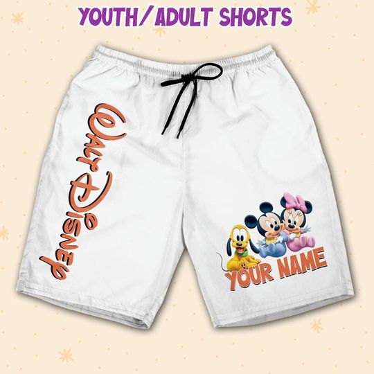 Personalize Disney Baby White Shorts JS, Baby Disney Shorts
