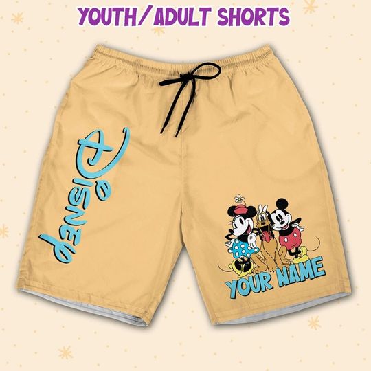 Personalize Disney Mikey Pluto Friends Shorts JS, Pluto Shorts, Disney Shorts, Beach Shorts, Disney Fan Gifts