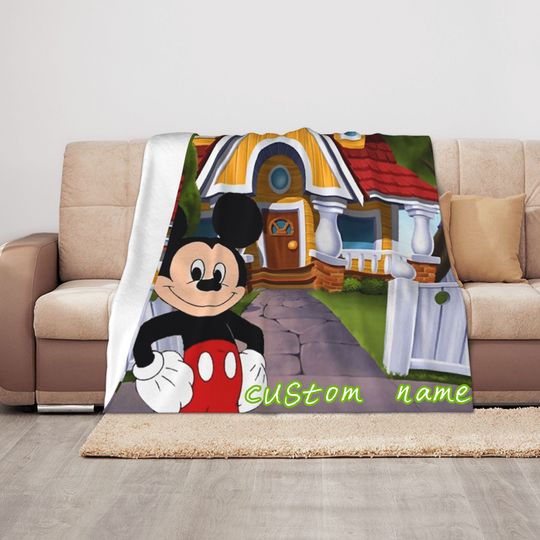Disney Mickey Mouse Custom Name Blanket Baby Girl Boy Blankets Throw Personalized Blanket Gifts
