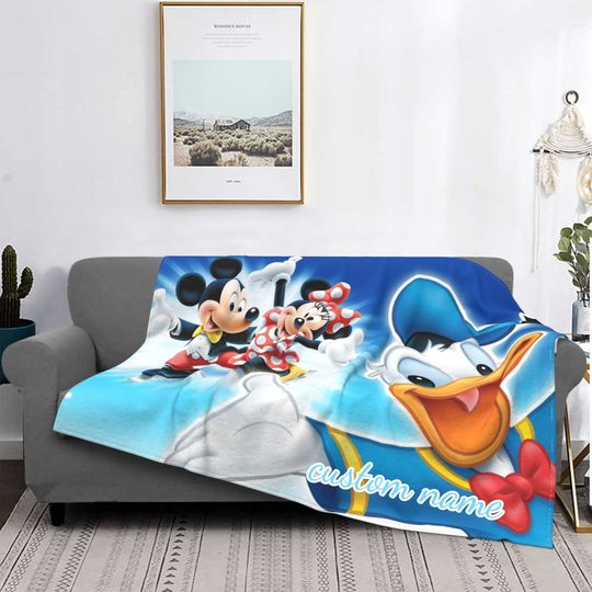 Custom Name Blanket Disney Mickey Mouse Tapestry Personalized Blankets Birthday Gift Customized