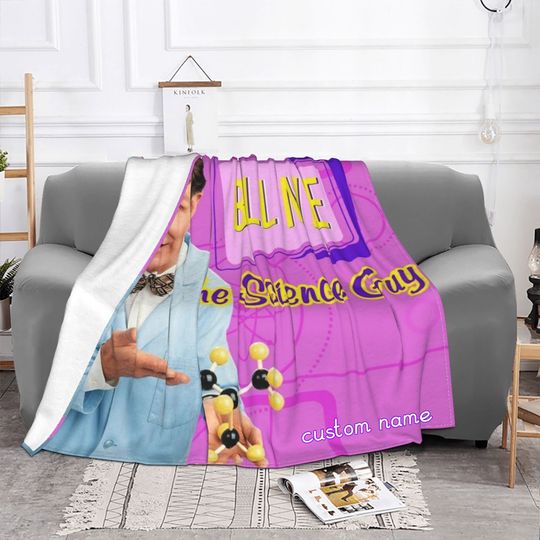 Disney Bill Nye The Science Guy Custom Name Soft Blanket Kids and Adult Bedroom Decor Christmas Gifts