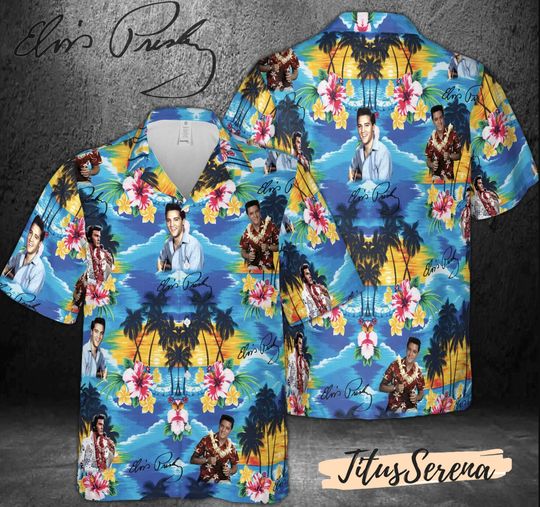 Elvis Presley Hawaiian Shirt, Elvis Hawaiian Shirt, Aloha Summer Tee, Tropical Button Shirt
