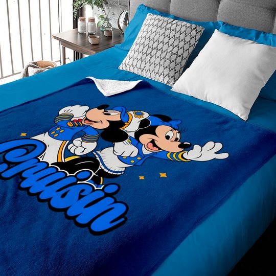 Cute Mickey Mouse & Minnie Magical Cruisin Baby Blankets, Disney Cruise Line 25th Silver Anniversary At Sea Baby Blankets