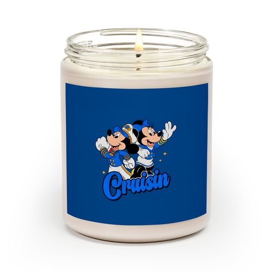 Cute Mickey Mouse & Minnie Magical Cruisin Scented Candles, Disney Cruise Line 25th Silver Anniversary At Sea Scented Candles