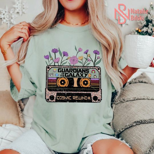 Guardians Of The Galaxy Shirt, Cosmic Rewind Cassette , Disneyland Vacation, Disney Flower Shirt